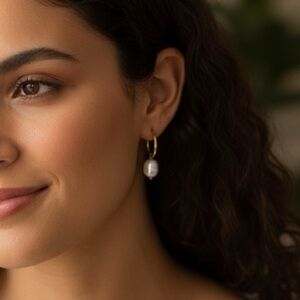 New CHARGED Pearl Huggie Hoops